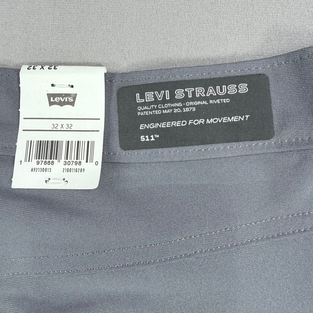 Levi's Mens 32x32 Grey Polyester Blend 511 Slim Tech Stretch Cooling Pants New - Picture 6 of 12